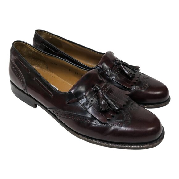 Vintage 90s Mario Bruni Burgundy Leather Tassel Loafer - Picture 1 of 11